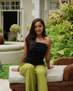 Black Crinkle Strapless Bubble Top