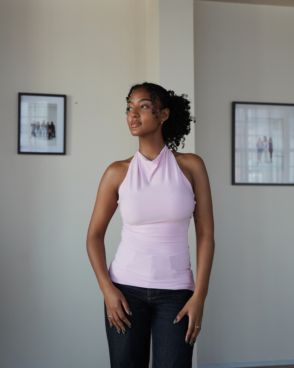Baby Pink Halter Neck Top