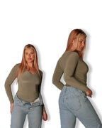 Sage V-Neck Long Sleeved Top