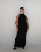 Black Smooth High Neck Dress