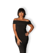 Black Off-shoulder Bardot Sculpted Dress