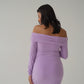 Lilac Bardot Sculpted Dress with Long Sleeves