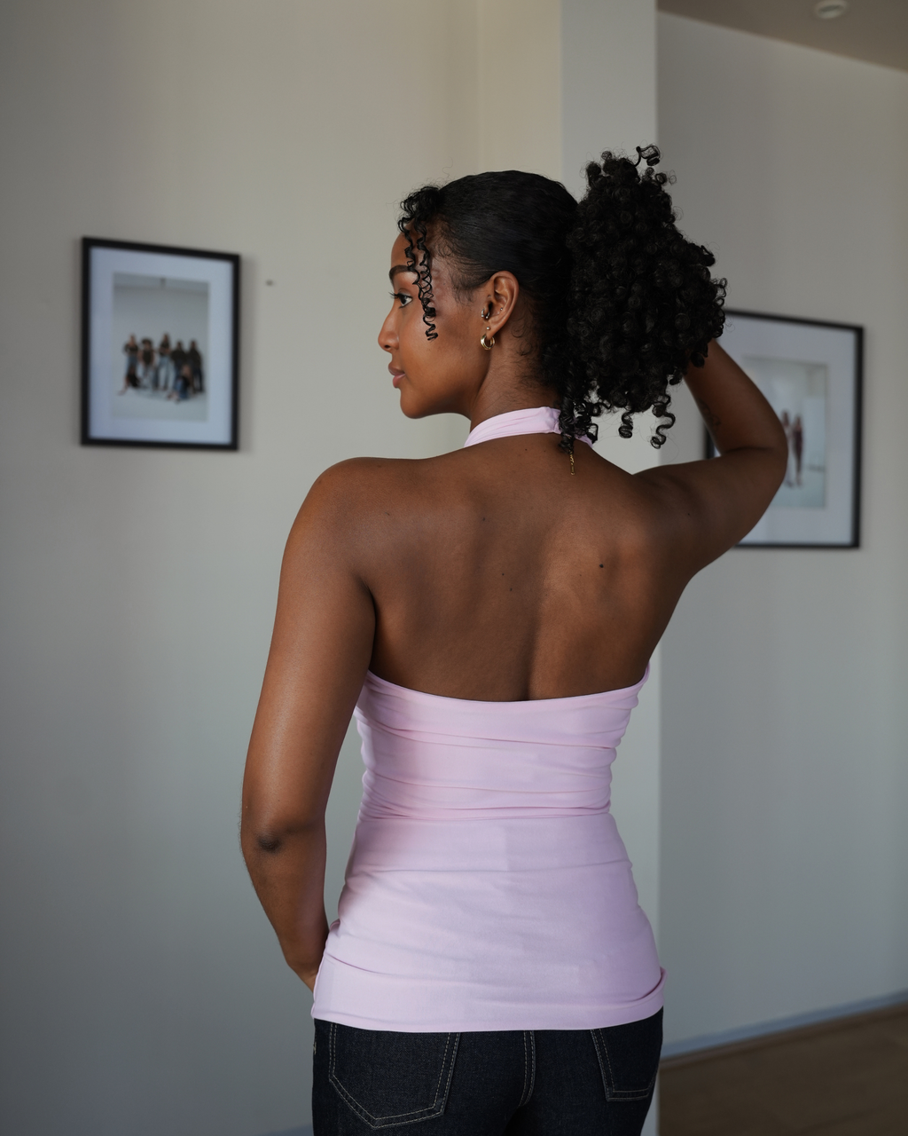 Baby Pink Halter Neck Top
