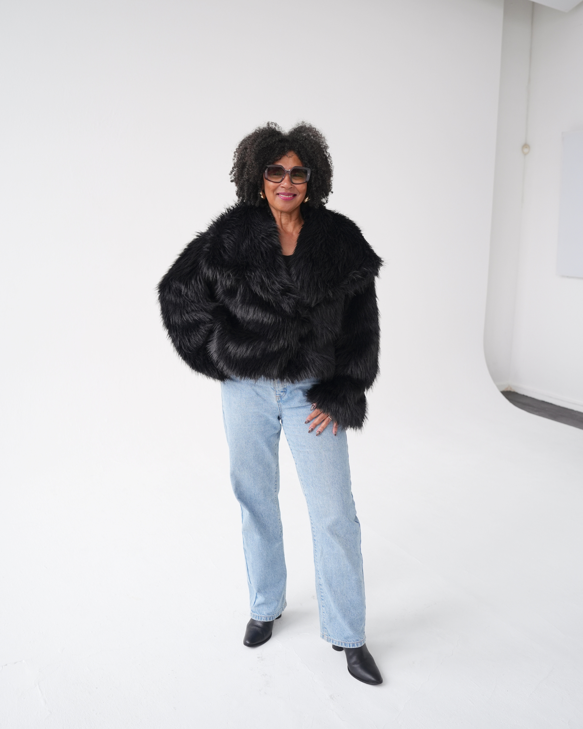 Black Luxe Faux Fur Coat