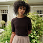 Chocolate Brown T-shirt with Midi Sleeve