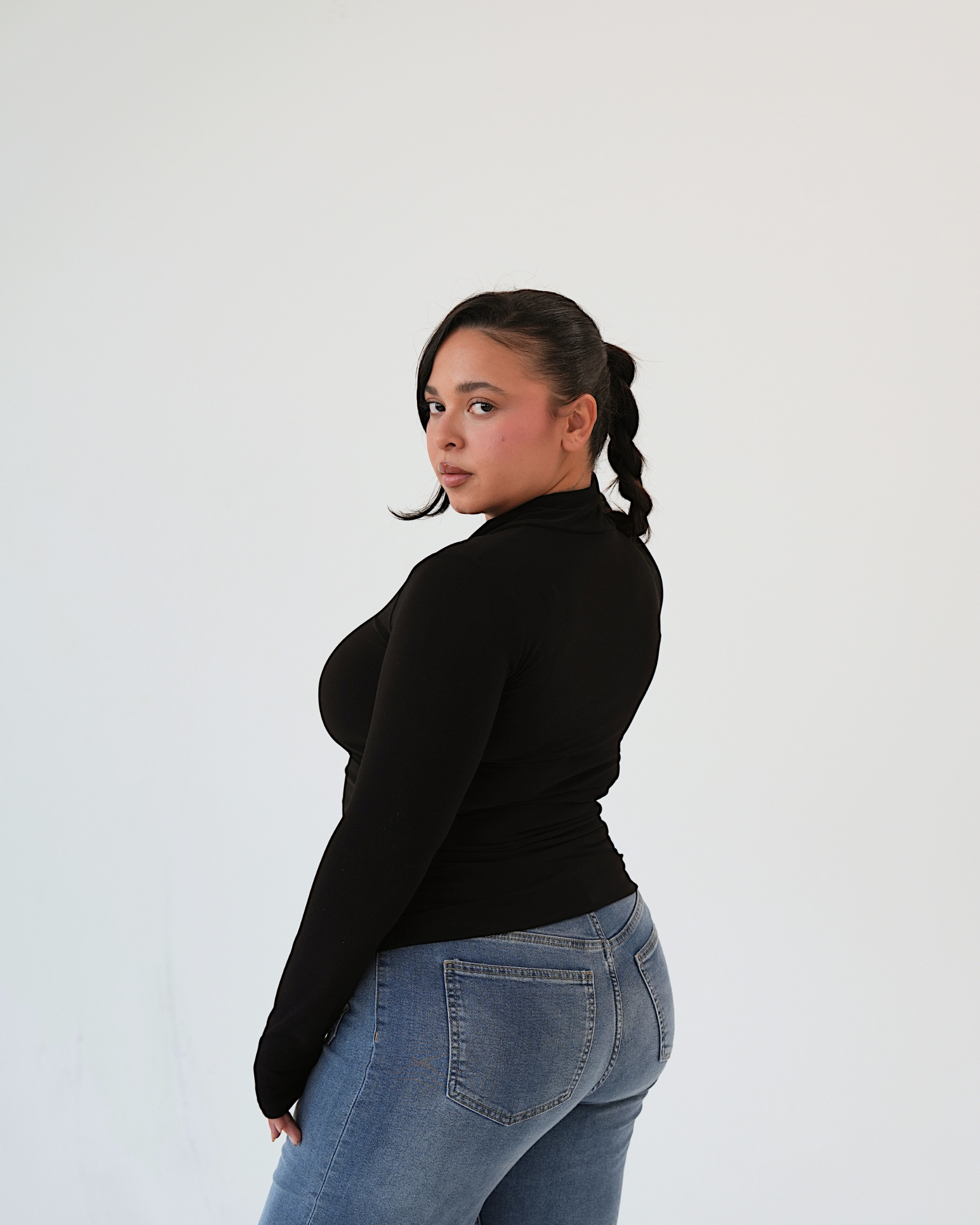Black Cross Collar Top