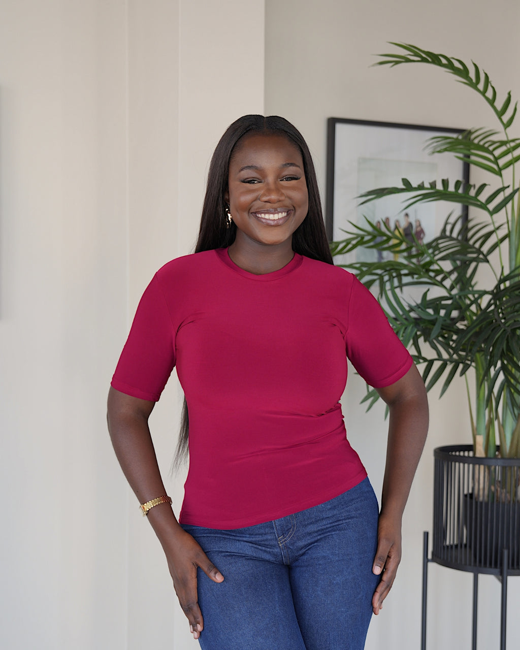 Maroon Lightweight Vest with Midi Sleeve