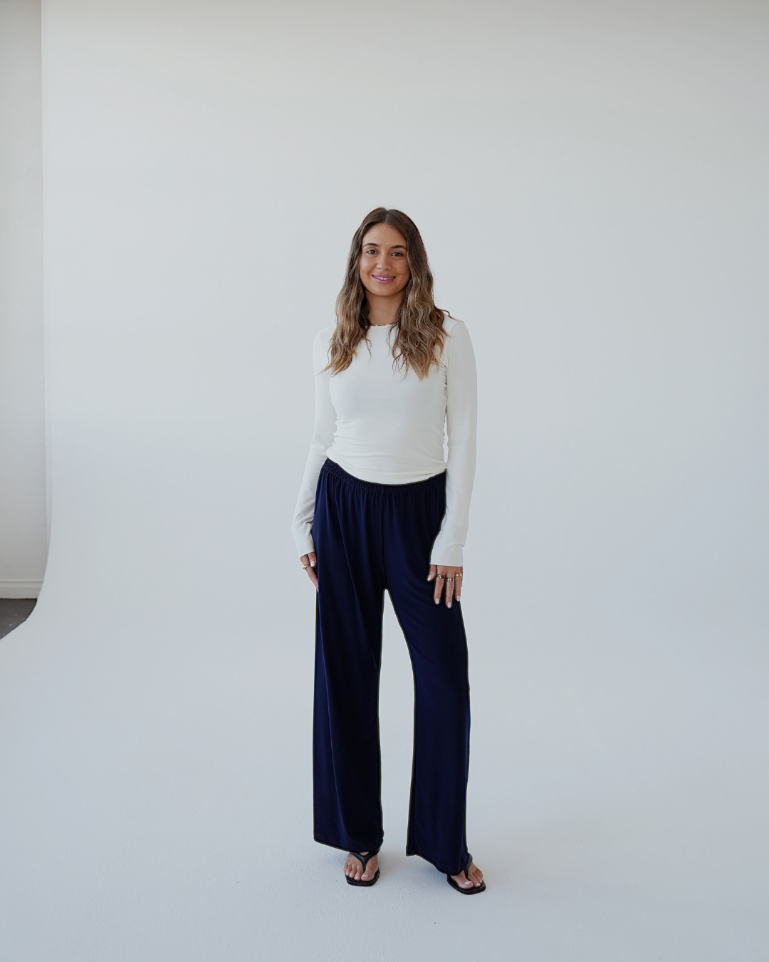 S | 120cm Long Navy Blue Straight Leg Resort Pants