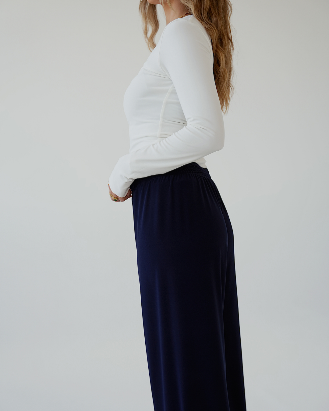 S | 120cm Long Navy Blue Straight Leg Resort Pants
