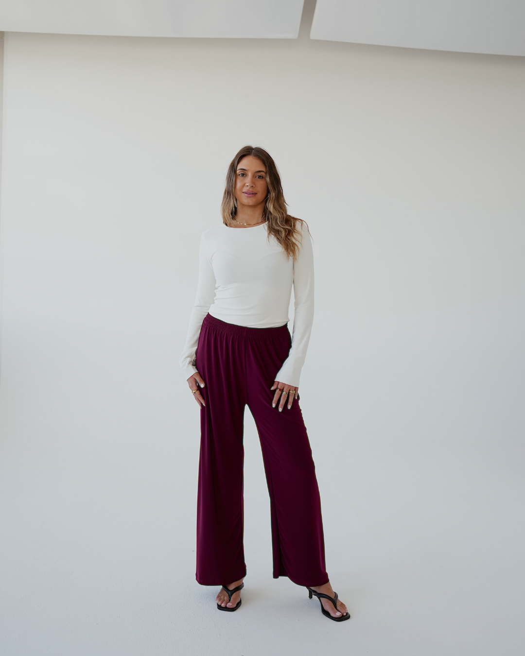 XS | 100cm Long Dark Maroon Straight Leg Resort Pants