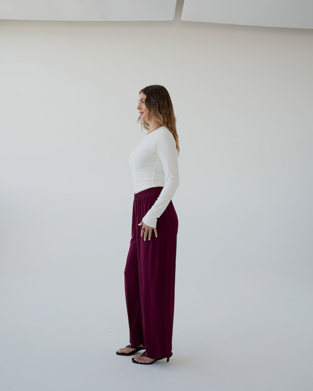 XS | 100cm Long Dark Maroon Straight Leg Resort Pants