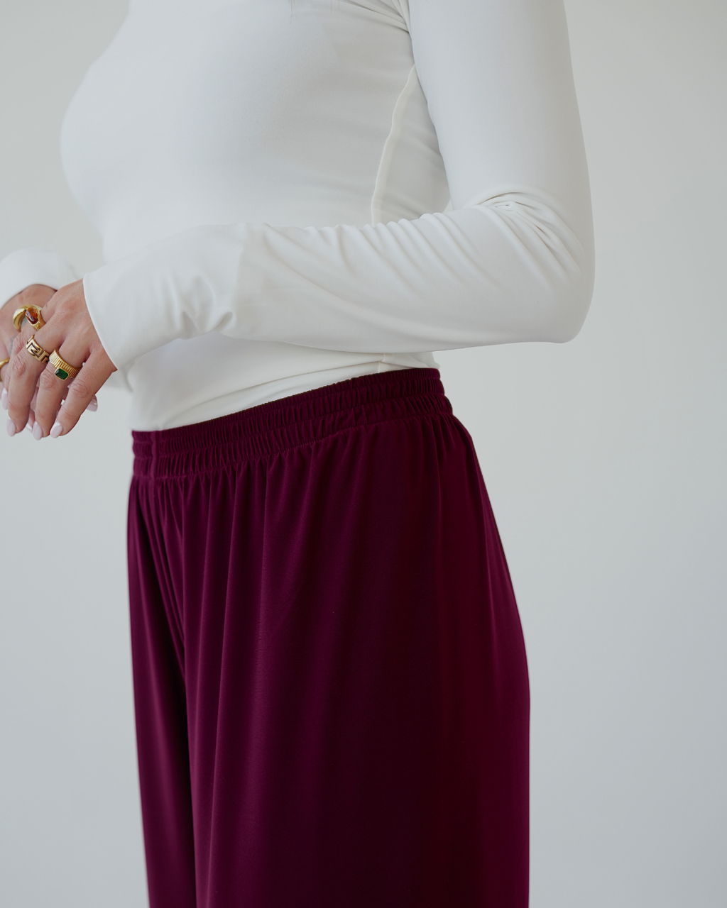 Dark Maroon Straight Leg Resort Pants