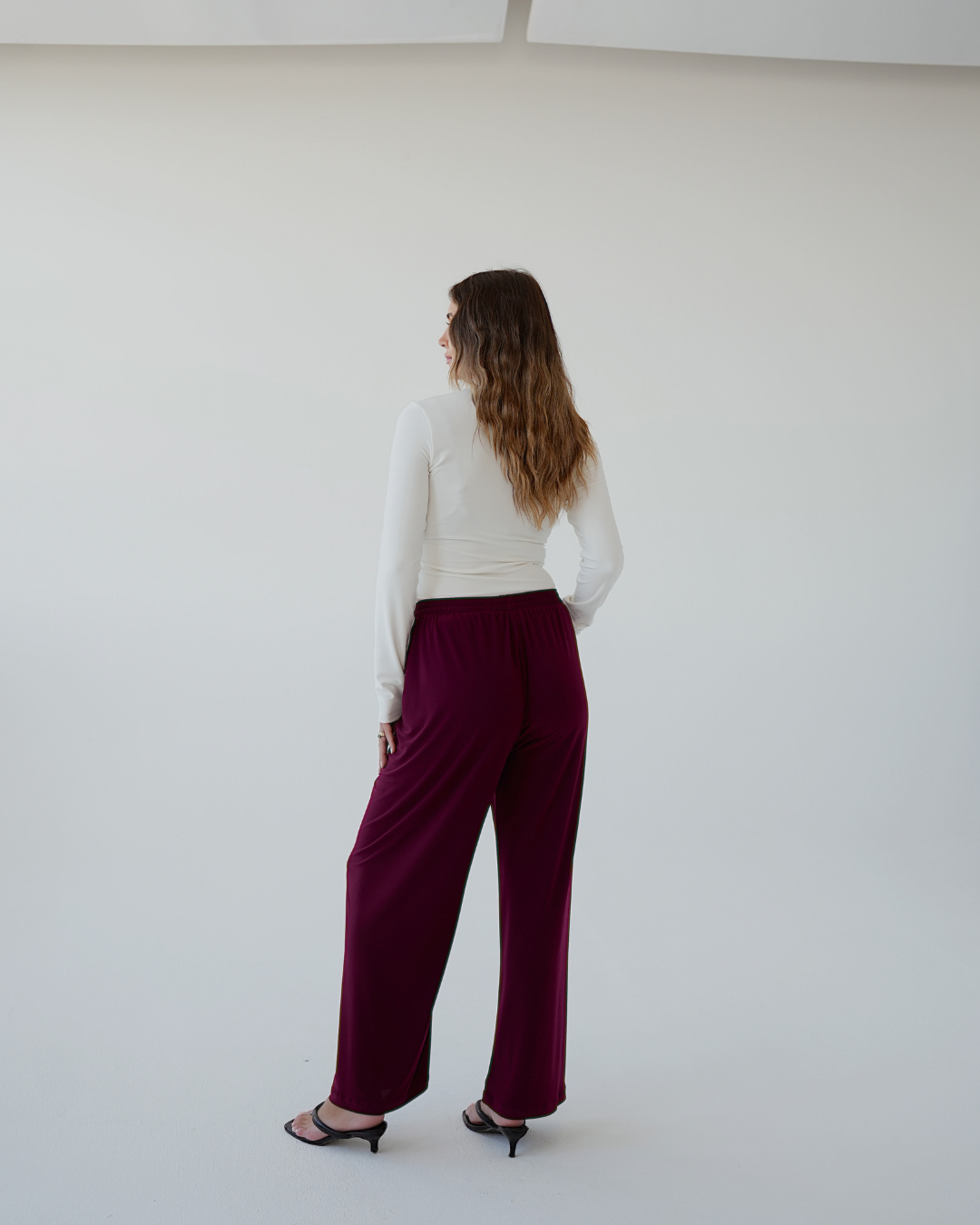 XS | 100cm Long Dark Maroon Straight Leg Resort Pants