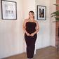 M | Chocolate Brown Strapless Dress with Keyhole Cut-Out