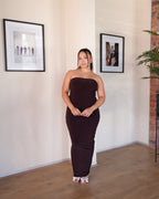 M | Chocolate Brown Strapless Dress with Keyhole Cut-Out