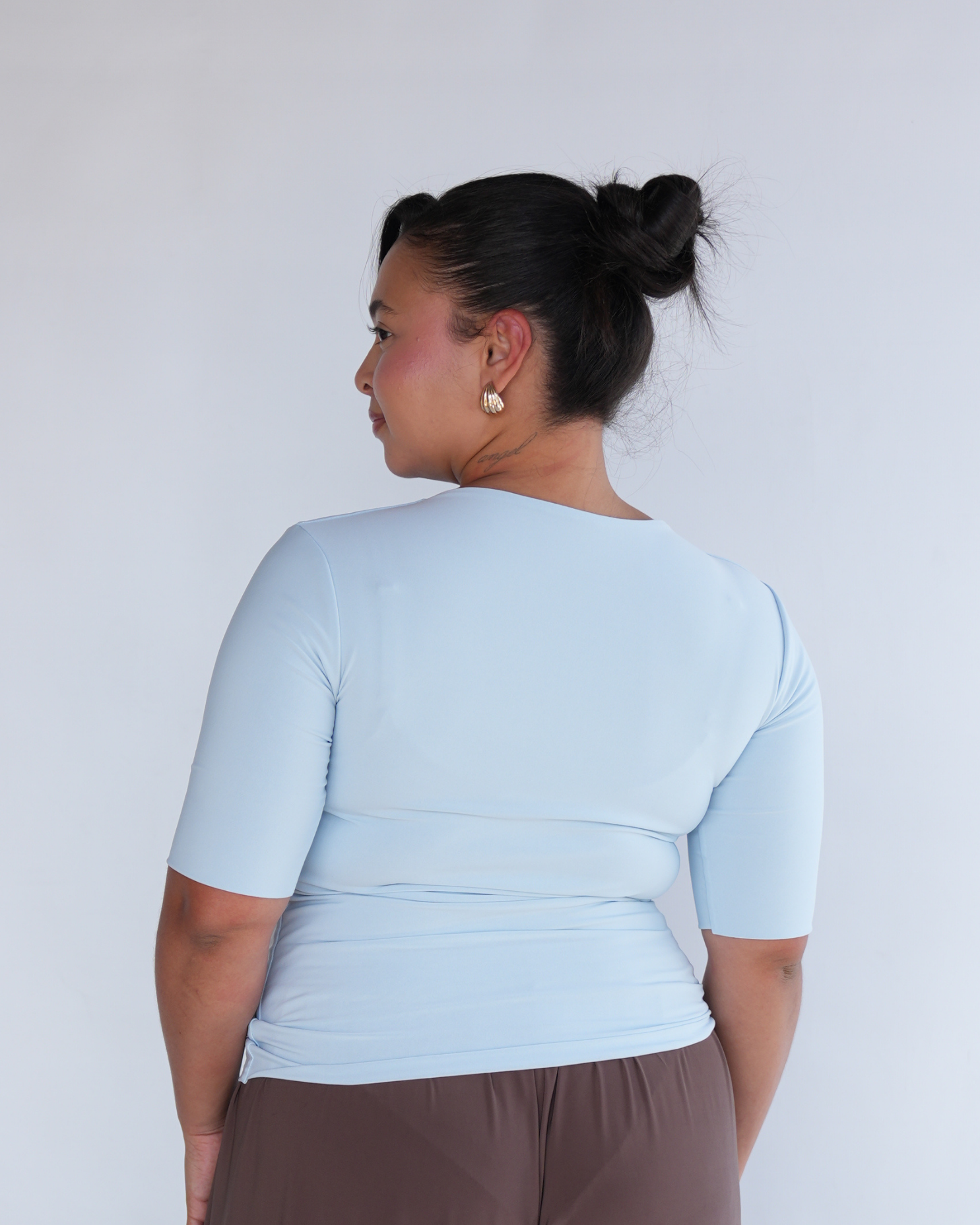 Baby Blue T-shirt with Midi Sleeves