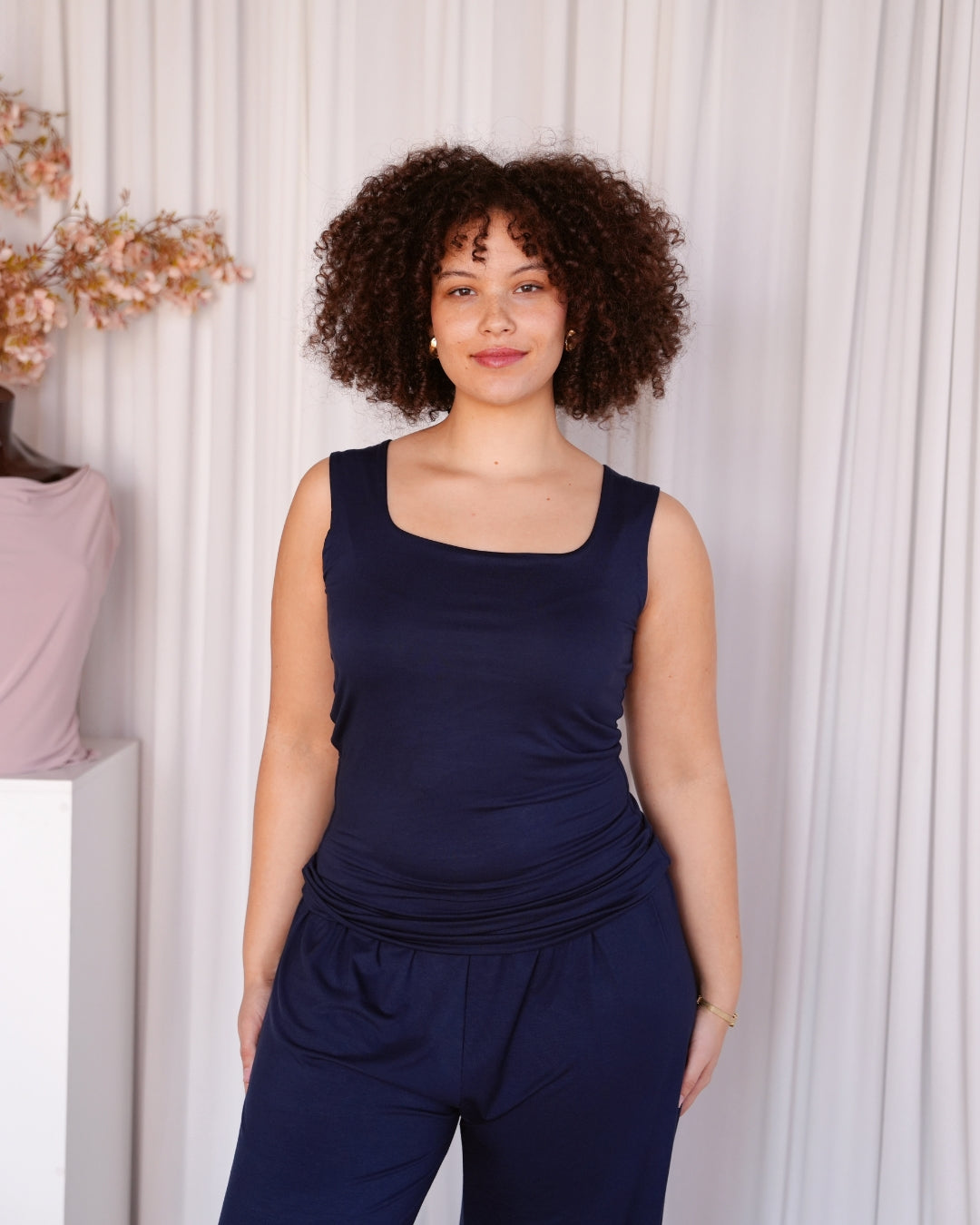 Navy Blue Super Soft Sleep Tank Top