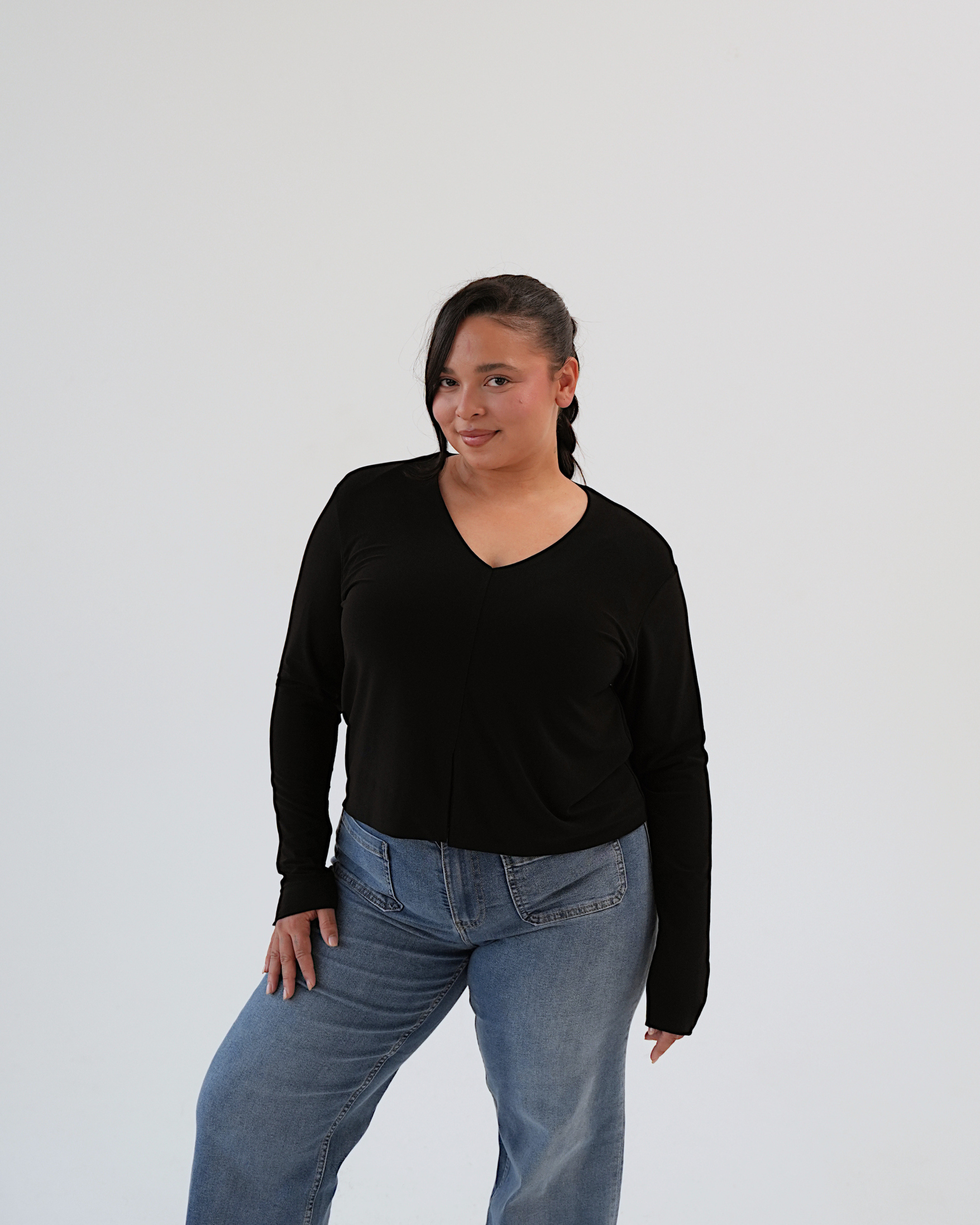 Black Venus Blouse with Slit