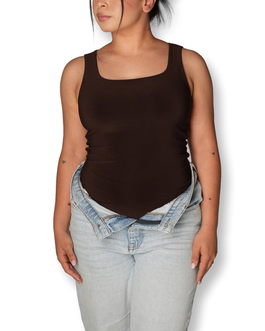 SMALL - Chocolate Brown Easy Tank Top