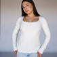 Cream Square Neck Long Sleeved Top