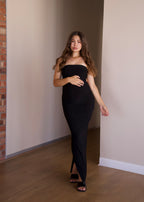 Black Strapless Dress with Keyhole Cut-Out
