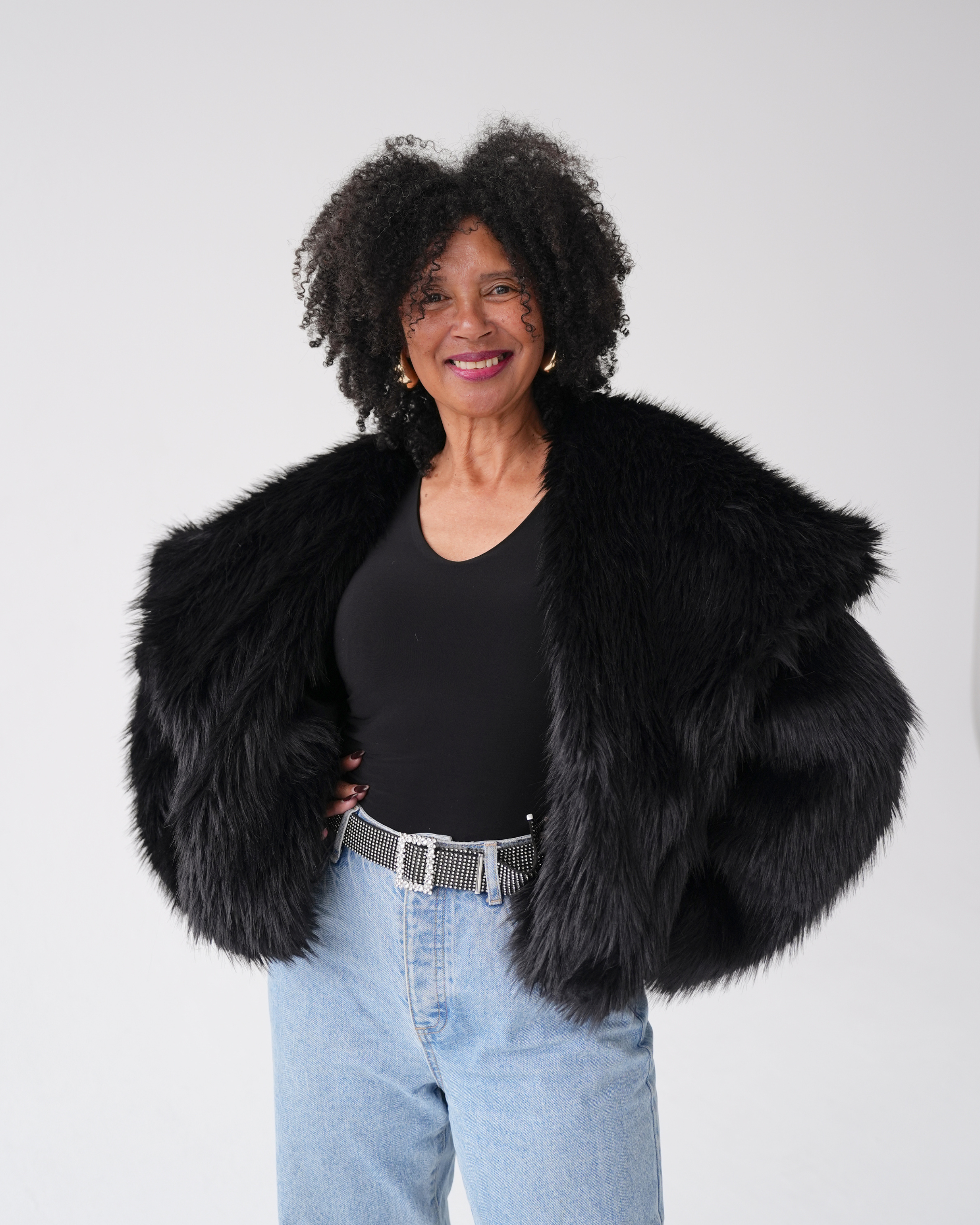 Black Luxe Faux Fur Coat