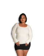 XL | Cream Square Neck Long Sleeved Top