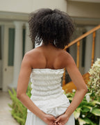 Ivory Crinkle Strapless Bubble Top