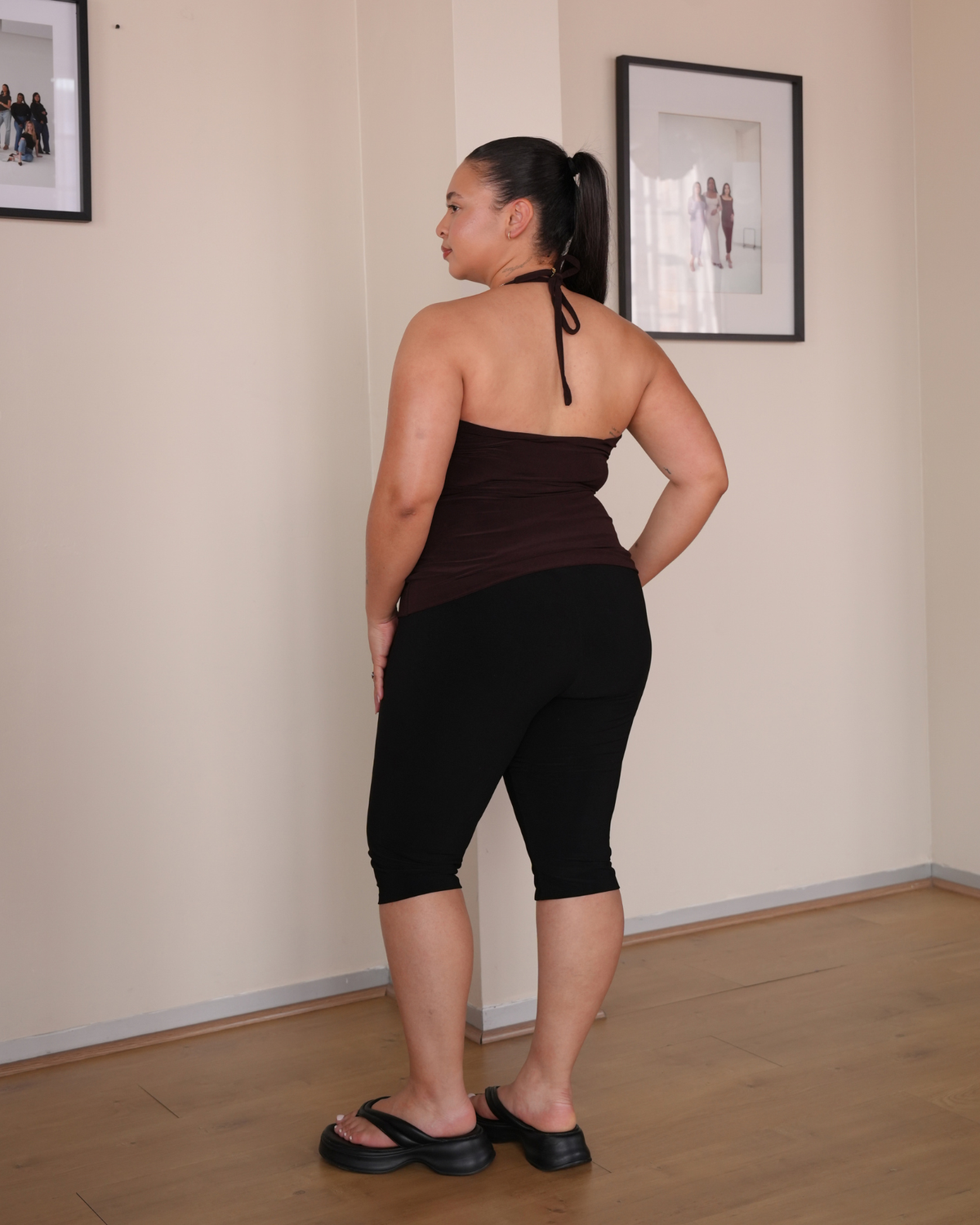 Chocolate Brown String Halter Neck Top