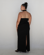 Black Smooth High Neck Dress