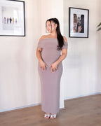 Mocha Off-shoulder Bardot Sculpted Dress