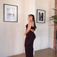 M | Chocolate Brown Strapless Dress with Keyhole Cut-Out