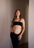 Black Strapless Dress with Keyhole Cut-Out