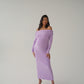 Lilac Bardot Sculpted Dress with Long Sleeves