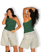 Deep Green One Shoulder Top