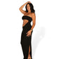 Black Strapless Dress with Keyhole Cut-Out
