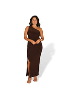 Chocolate Brown One Shoulder Cocktail Dress