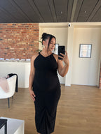 Black Twisted Halter Neck Dress