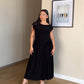 M | Black Cowl Neck Drop Waist Midi Dress