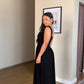 S | Black Tank-Style Drop Waist Midi Dress