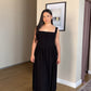 S | Black Tank-Style Drop Waist Midi Dress
