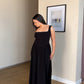 S | Black Tank-Style Drop Waist Midi Dress