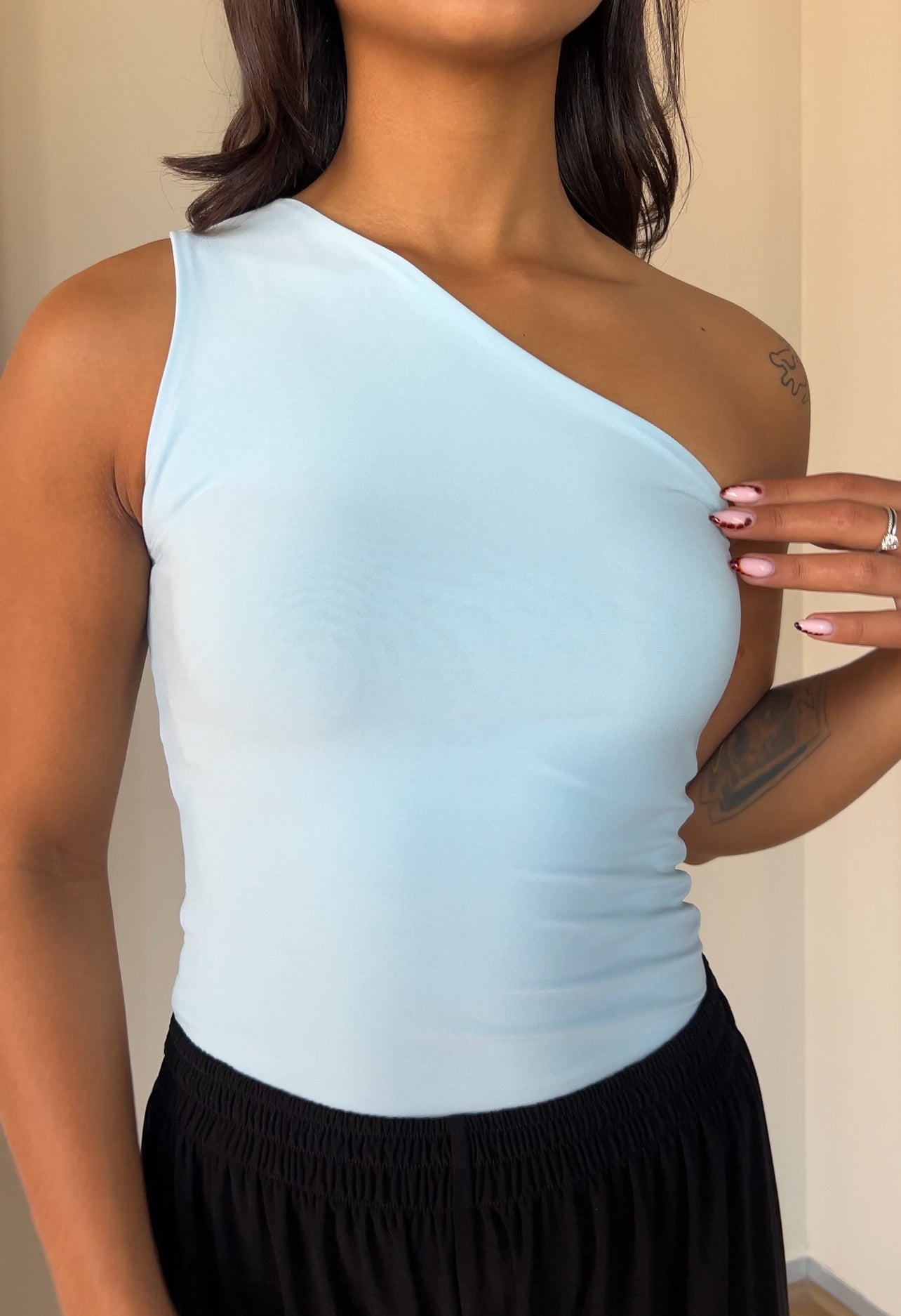 XS | Baby Blue One Shoulder Top