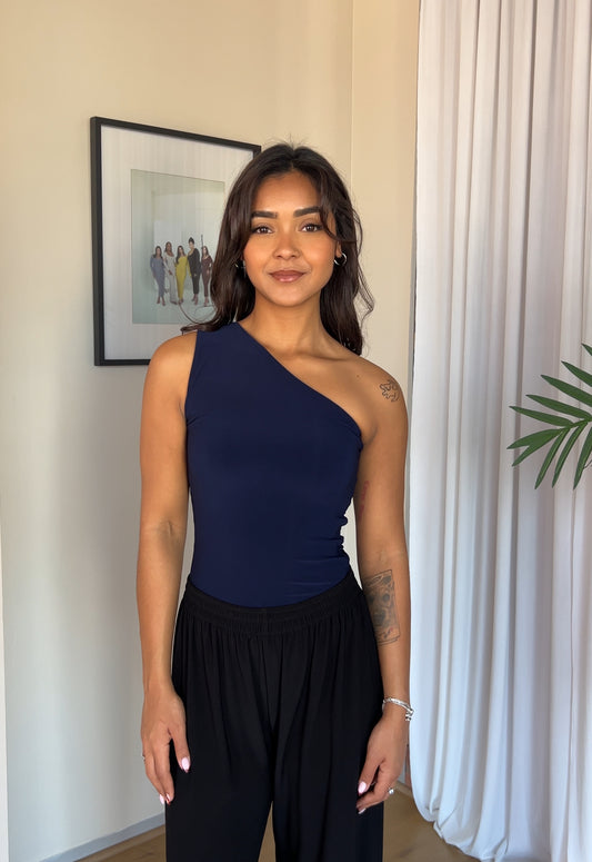 XS | Navy Blue One Shoulder Top