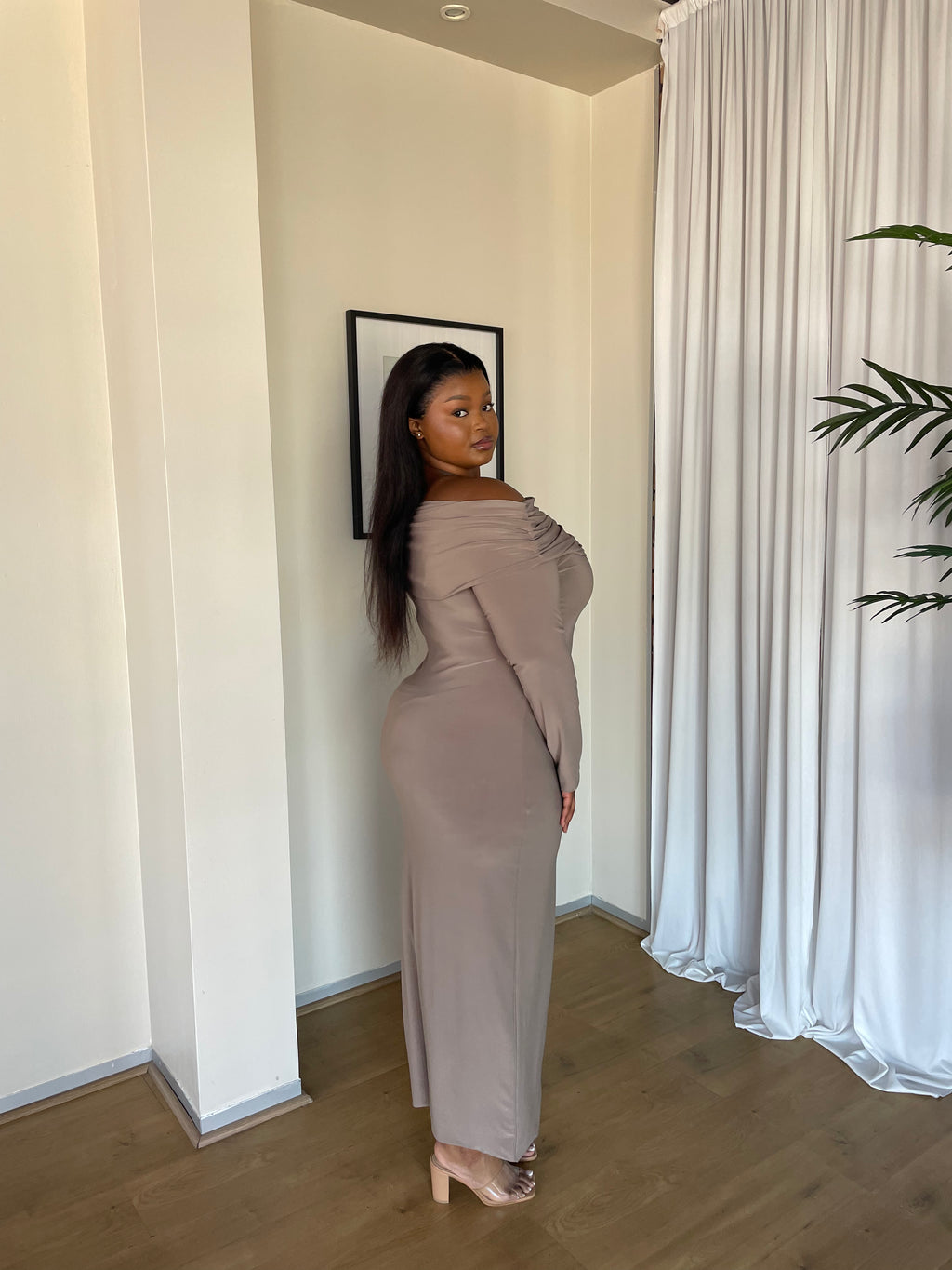 2XL | Cocoa Bardot Sculpted Dress with Long Sleeves