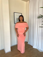 XL | 140CM Terracotta Off-shoulder Bardot Sculpted Dress