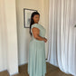 2XL | Mint Cowl Neck Drop Waist Midi Dress