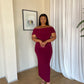 XL | Dark Maroon Off-shoulder Bardot Sculpted Dress