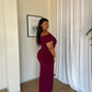 XL | Dark Maroon Off-shoulder Bardot Sculpted Dress