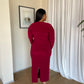 XL | Maroon Crew-Neck Sculpted Dress with Long Sleeves
